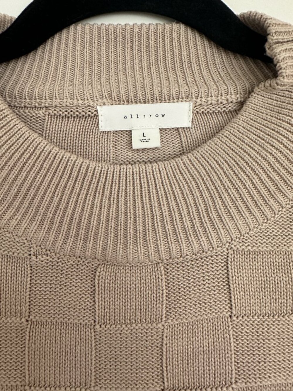All Row Tan Checkerboard Knit Sweater - Picture 2 of 6